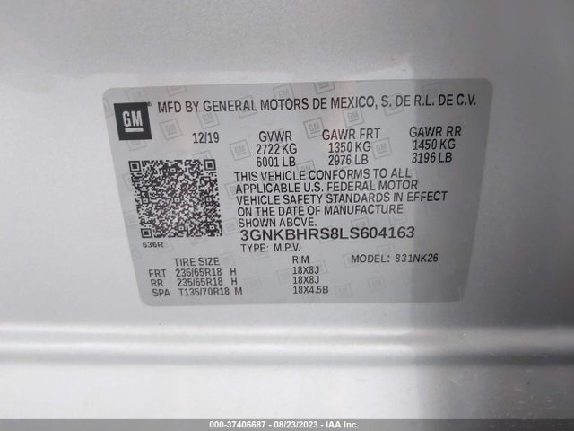Chevrolet Blazer Lt 2020 3GNKBHRS8LS604163 Image 9