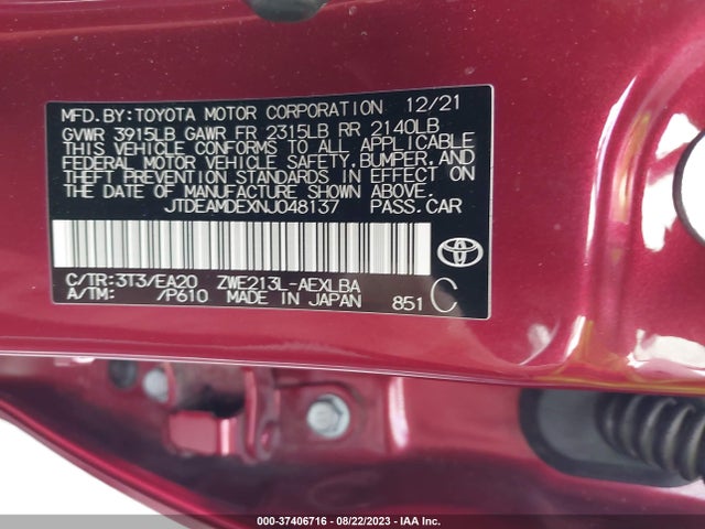 Toyota Corolla Hybrid Le 2022 JTDEAMDEXNJ048137 Image 9