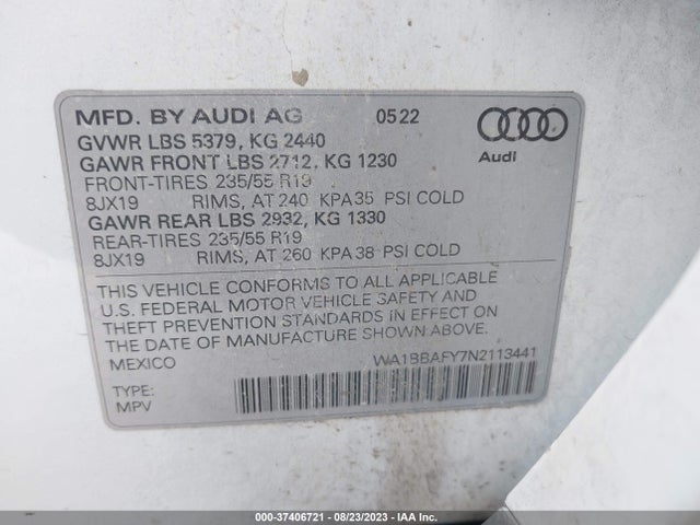 WA1BBAFY7N2113441 Audi Q5 Premium Plus