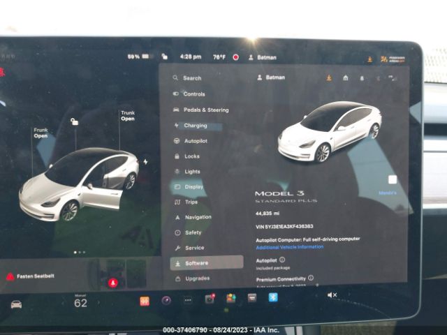 5YJ3E1EA3KF436383 Tesla Model 3 Standard Range Plus