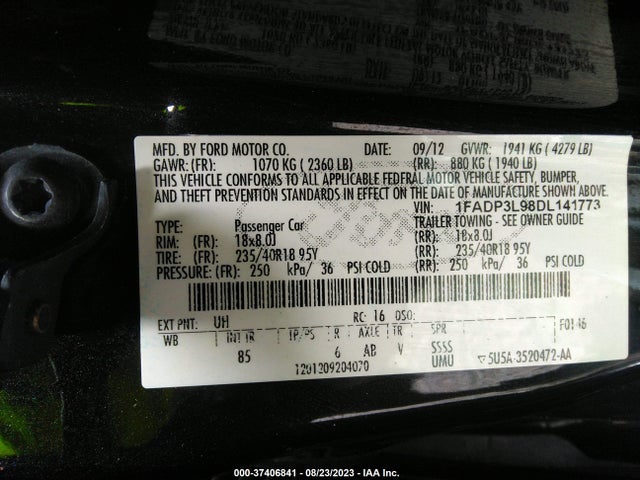 2013 FORD FOCUS ST VIN: 1FADP3L98DL141773