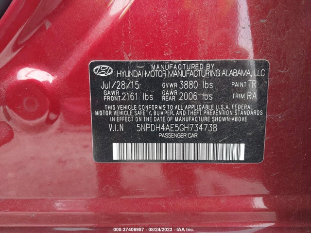 Hyundai ELANTRA SE 2016 5NPDH4AE5GH734738 Image 9