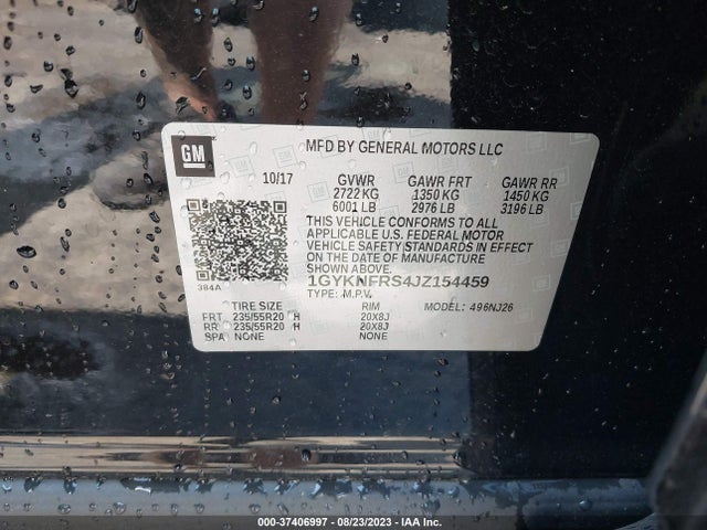 1GYKNFRS4JZ154459 Cadillac Xt5 Premium Luxury Awd