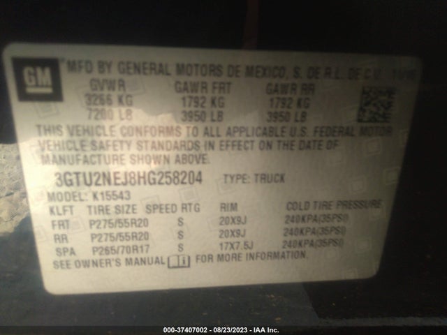 GMC Sierra 1500 Slt 2017 3GTU2NEJ8HG258204 Image 9