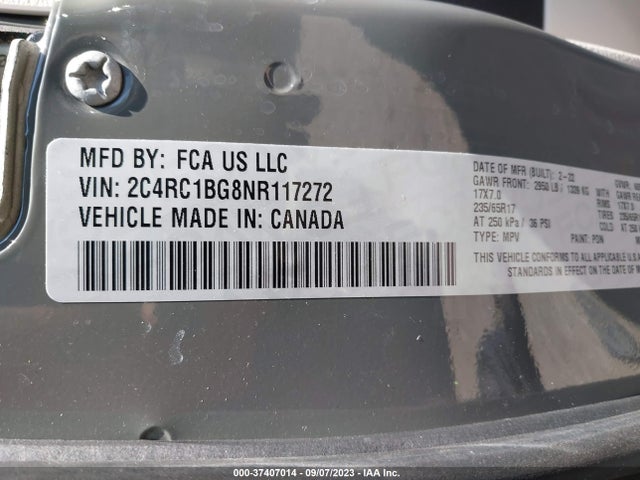 2C4RC1BG8NR117272 Chrysler Pacifica Touring L