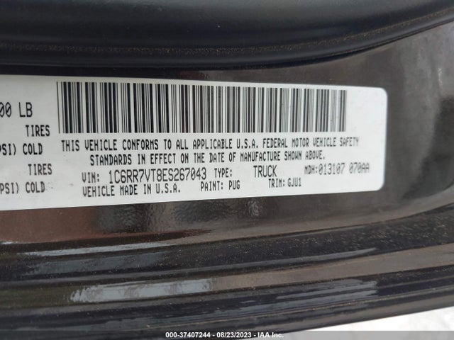 2014 RAM 1500 LARAMIE VIN: 1C6RR7VT8ES267043