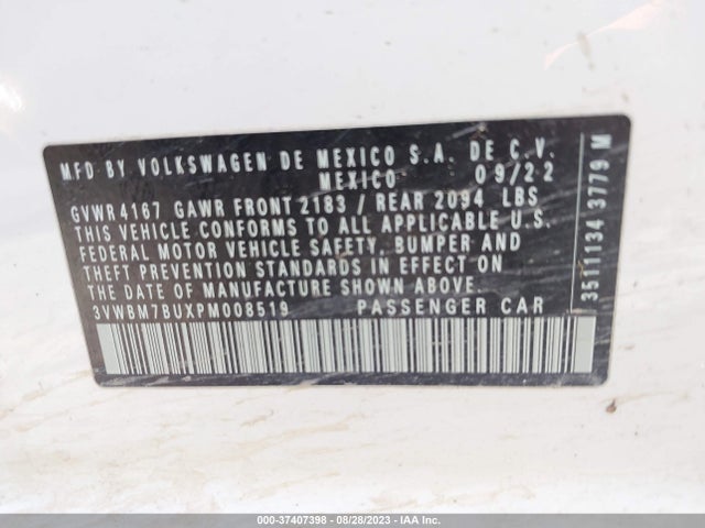 3VWBM7BUXPM008519 Volkswagen Jetta Sport