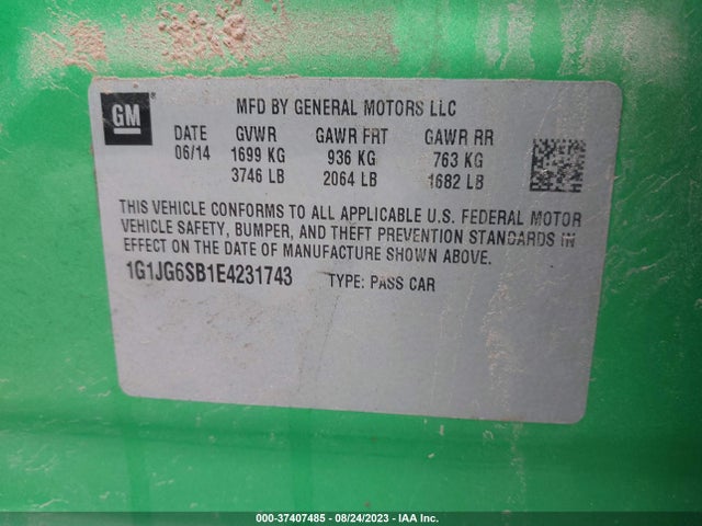 Chevrolet Sonic Rs 2014 1G1JG6SB1E4231743 Image 9