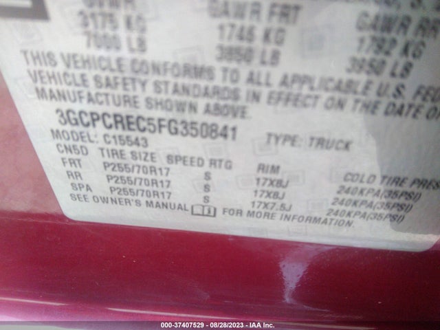 Chevrolet Silverado 1500 Lt 2015 3GCPCREC5FG350841 Image 9