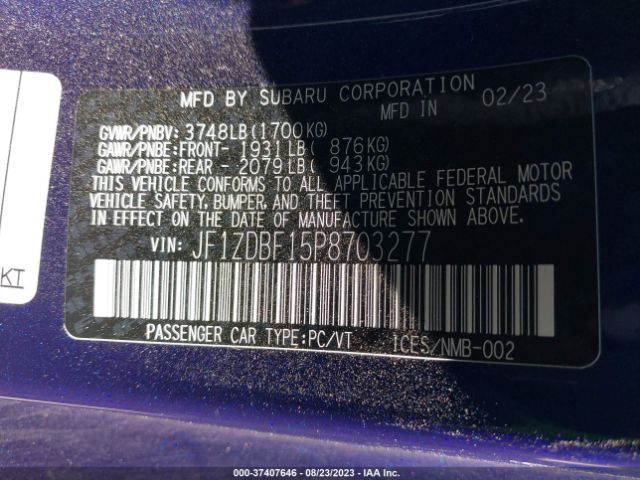 JF1ZDBF15P8703277 Subaru Brz Limited