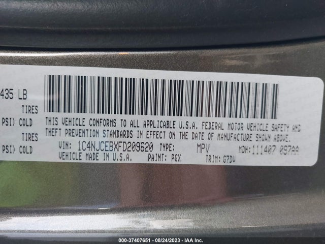 1C4NJCEBXFD209620 Jeep Compass Latitude