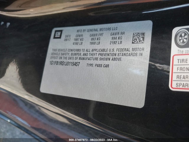 Chevrolet Camaro 1lt 2018 1G1FB1RS1J0119457 Image 9