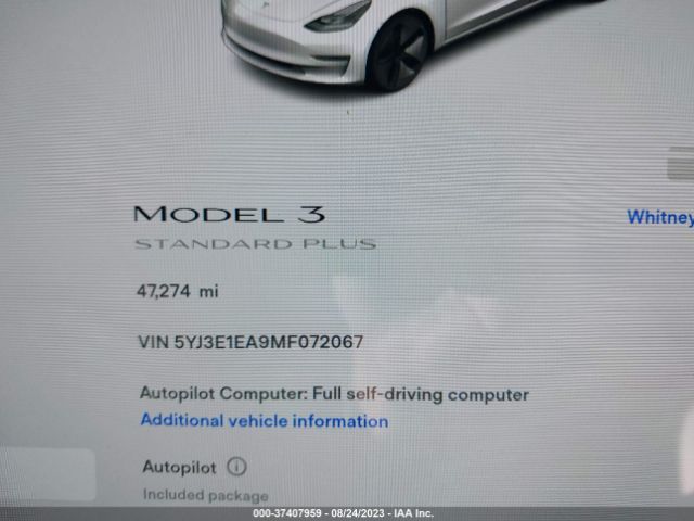 5YJ3E1EA9MF072067 Tesla Model 3 Standard Range Plus