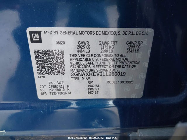 Chevrolet EQUINOX LT 2020 3GNAXKEV3LL286019 Image 16