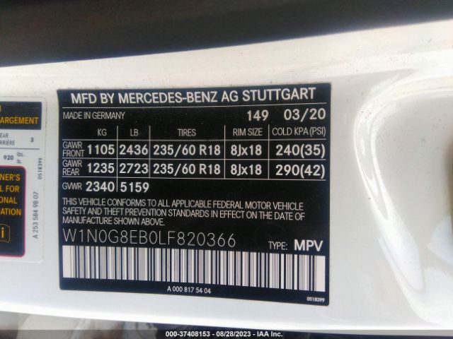 2020 MERCEDES-BENZ GLC W1N0G8EB0LF820366 Photo 8