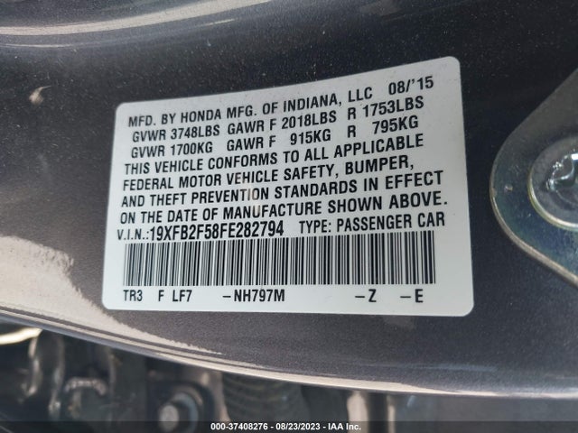 Honda Civic Sedan Lx 2015 19XFB2F58FE282794 Image 9