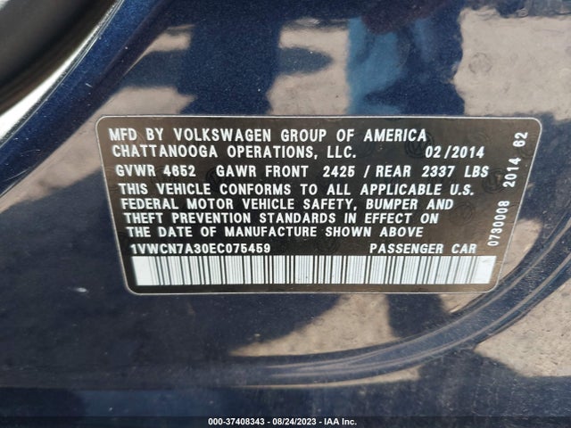 1VWCN7A30EC075459 Volkswagen Passat Tdi Sel Premium