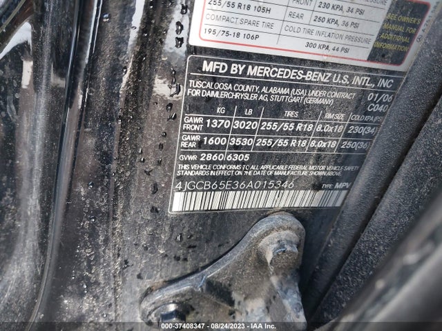 2006 MERCEDES-BENZ R-CLASS 3.5L VIN: 4JGCB65E36A015346