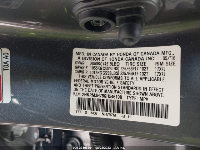 Honda Cr-v Ex-l 2016 2HKRM3H78GH546198 Image 9