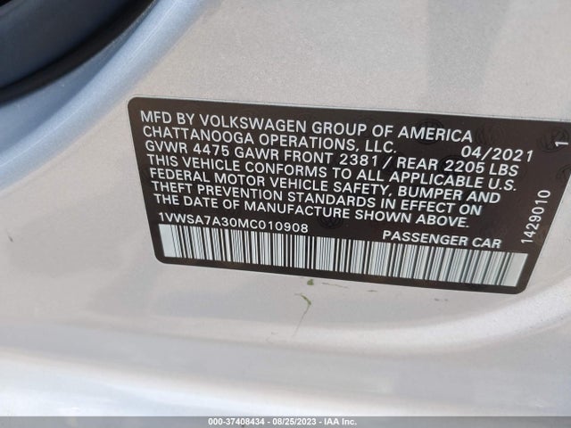 1VWSA7A30MC010908 Volkswagen Passat 2.0t Se