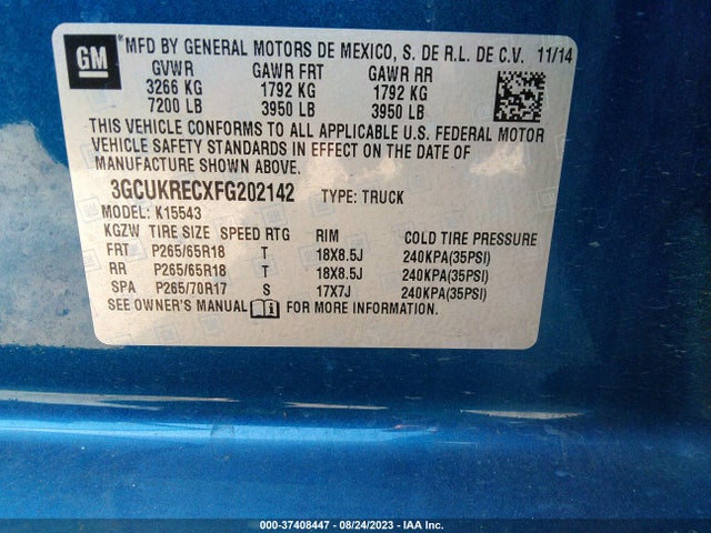 Chevrolet Silverado 1500 Lt 2015 3GCUKRECXFG202142 Image 16