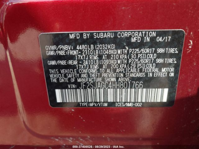 JF2SJAGC4HH801766 Subaru Forester Premium