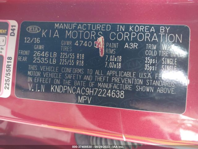 KNDPNCAC9H7224638 KIA Sportage Ex