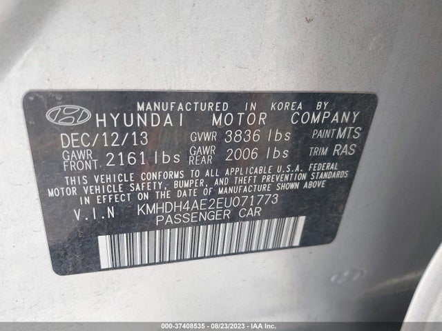 2014 HYUNDAI ELANTRA SE VIN: KMHDH4AE2EU071773