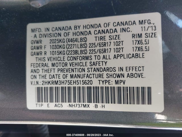 Honda Cr-v Ex-l 2014 2HKRM3H75EH515620 Image 9