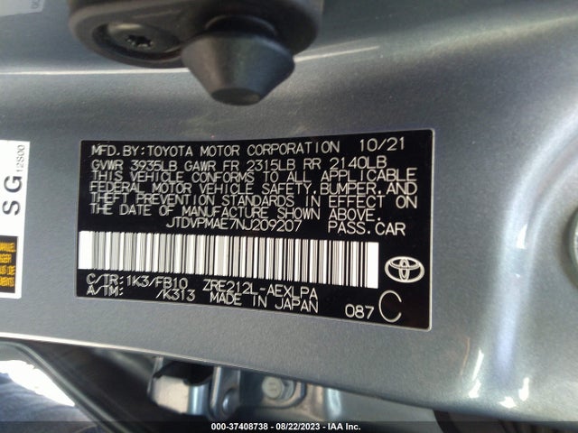 Toyota COROLLA LE 2022 JTDVPMAE7NJ209207 Image 9