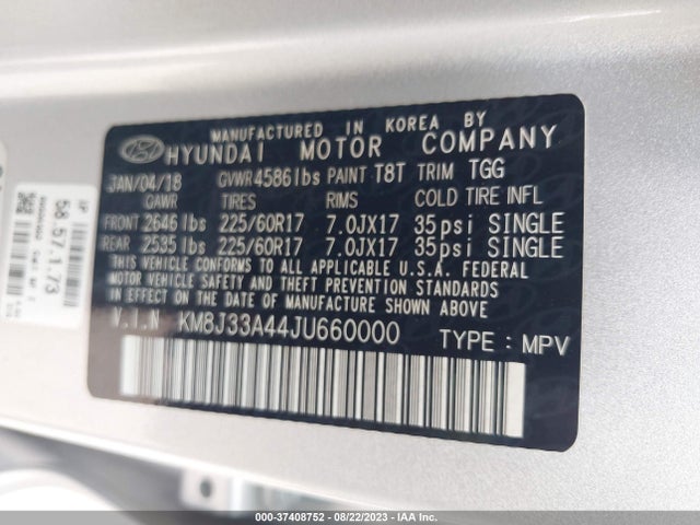 Hyundai TUCSON SEL 2018 KM8J33A44JU660000 Image 15