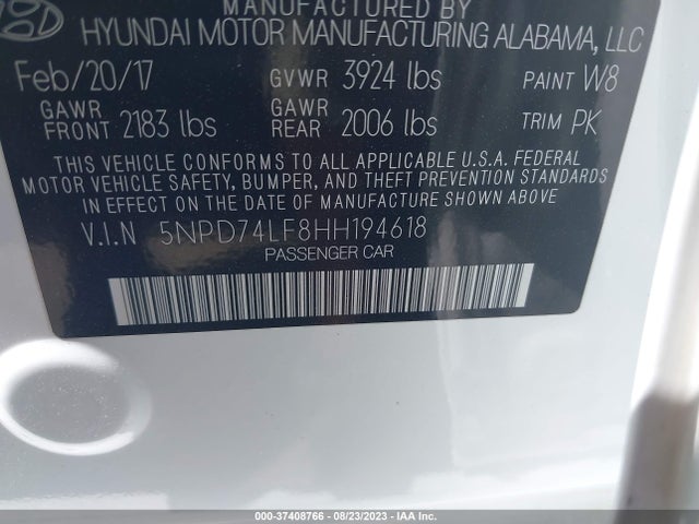 Hyundai ELANTRA SE 2017 5NPD74LF8HH194618 Image 15