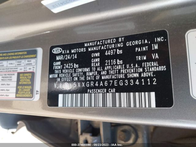 5XXGR4A67EG334112 KIA Optima Sxl Turbo