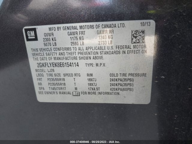2GKFLYEK8E6154114 GMC Terrain Slt