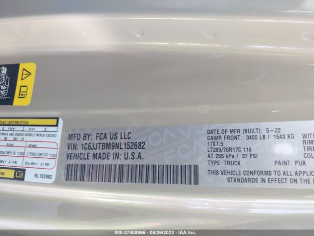 1C6JJTBM9NL152682 Jeep Gladiator Rubicon