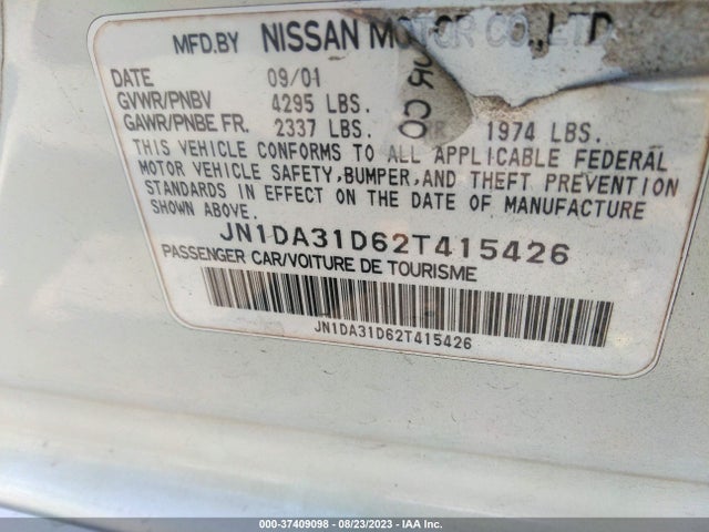 2002 NISSAN MAXIMA GLE VIN: JN1DA31D62T415426
