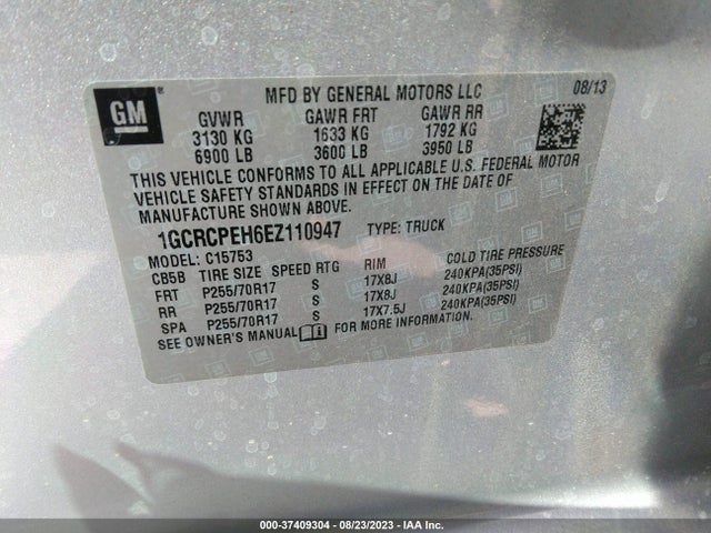 2014 CHEVROLET SILVERADO 1500 WORK TRUCK VIN: 1GCRCPEH6EZ110947