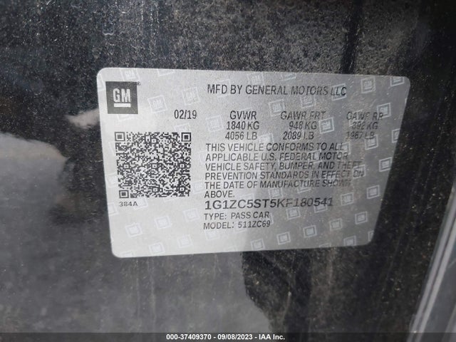 2019 CHEVROLET MALIBU LS VIN: 1G1ZC5ST5KF180541