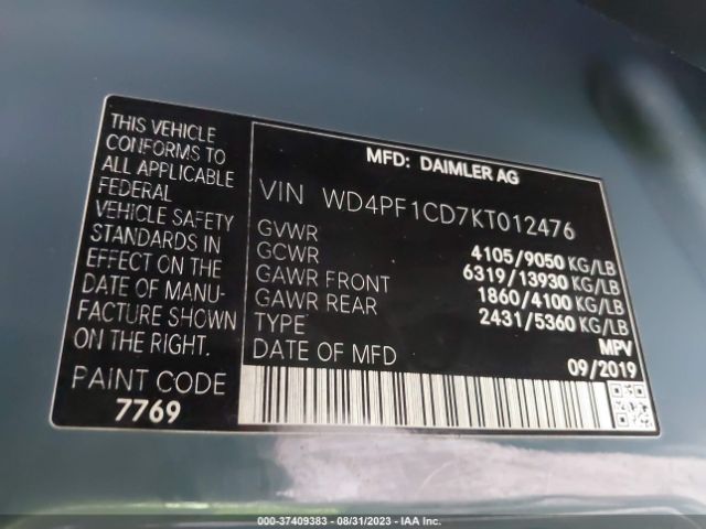 WD4PF1CD7KT012476 Mercedes-Benz SPRINTER VAN