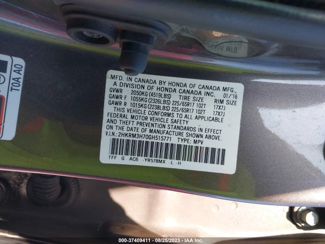 Honda Cr-v Ex-l 2016 2HKRM3H70GH515771 Image 9