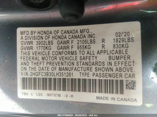2HGFC3B30LH351261 Honda CIVIC EX