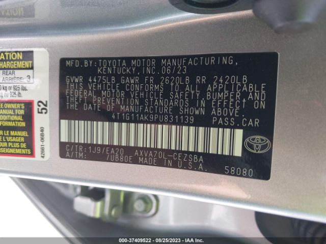 4T1G11AK9PU831139 Toyota Camry Se/se Nightshade