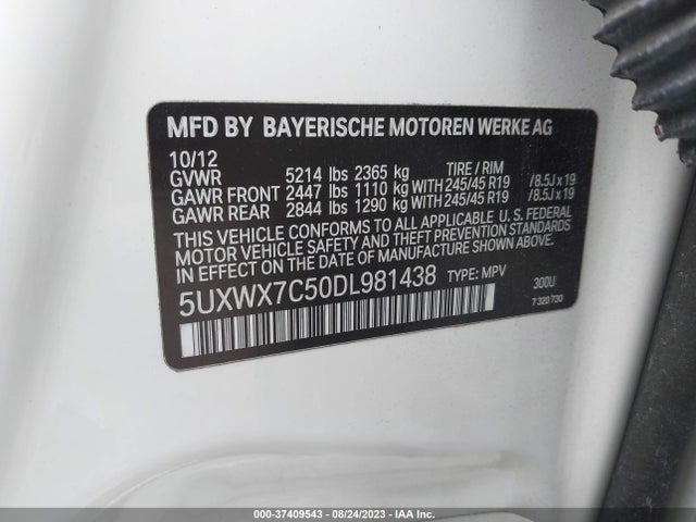2013 BMW X3 XDRIVE35I VIN: 5UXWX7C50DL981438