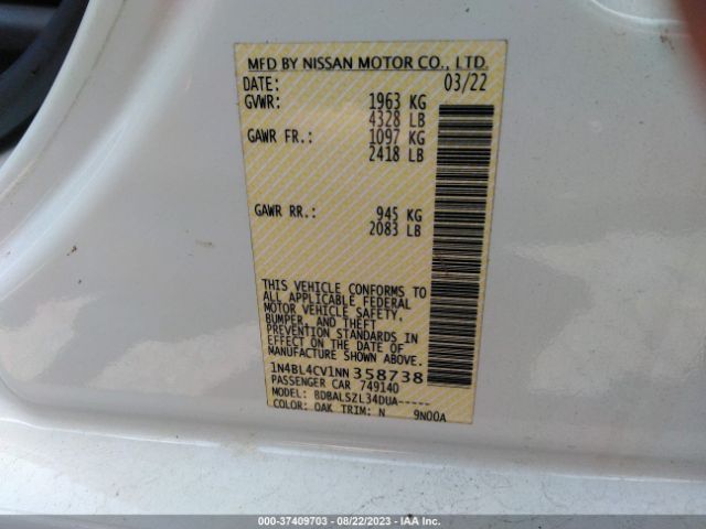 1N4BL4CV1NN358738 Nissan Altima 2.5 Sr