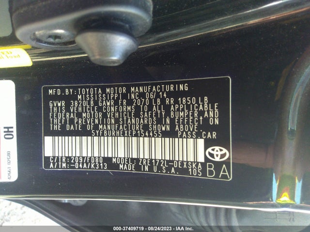 Toyota Corolla L/le/s/s Plus/le Plus 2014 5YFBURHEXEP154455 Image 9