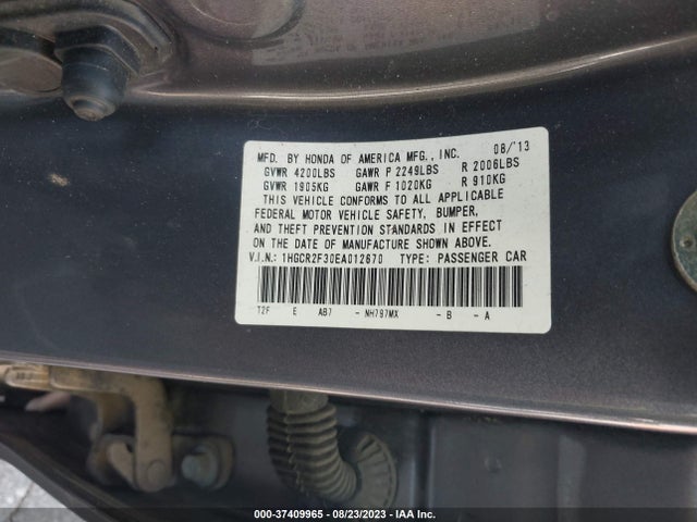 Honda ACCORD LX 2014 1HGCR2F30EA012670 Image 9