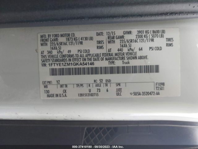 2016 FORD TRANSIT CARGO VAN 1FTYE1ZM1GKA54146 Photo 8