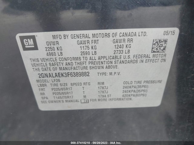 Chevrolet EQUINOX LS 2015 2GNALAEK3F6389882 Image 9