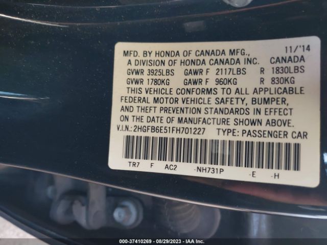 2HGFB6E51FH701227 Honda Civic Sedan Si