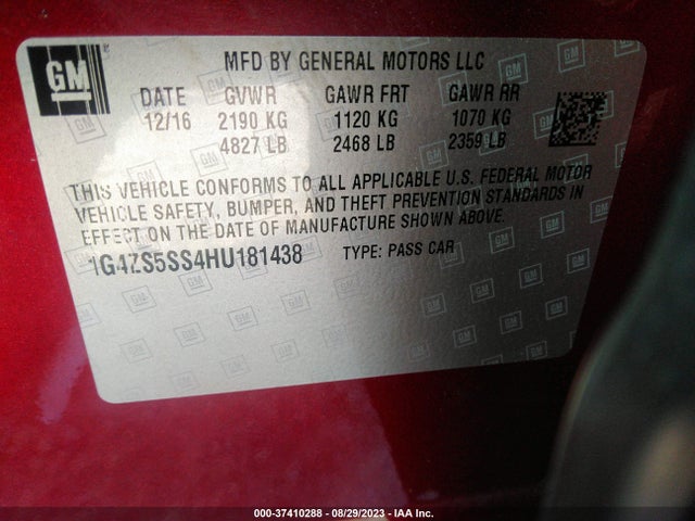 37410288 :رقم المزاد ، 1G4ZS5SS4HU181438 vin ، 2017 Buick Lacrosse Premium مزاد بيع